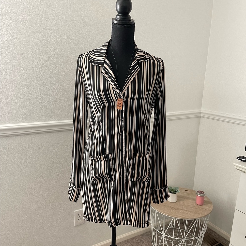 Free People Long-sleeve Mini Shirt Dress